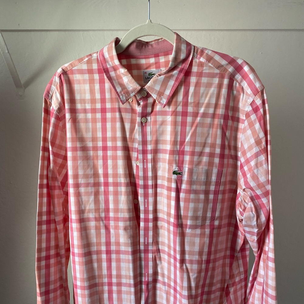 Pink/Salmon Lacoste checkered button down: XL/45